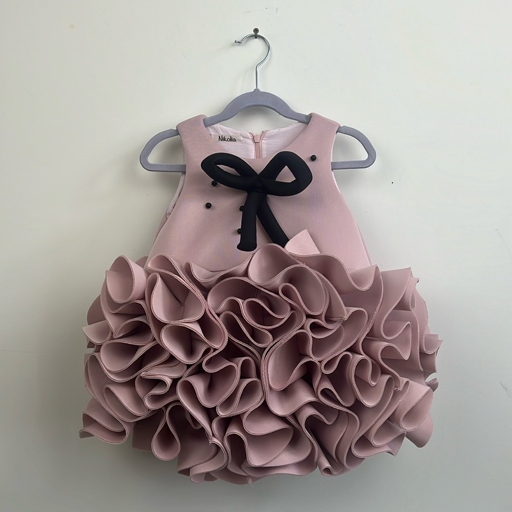 Nikolia Cupcake Ruffles Kids Birthday/Party Dress in Dusty Rose.